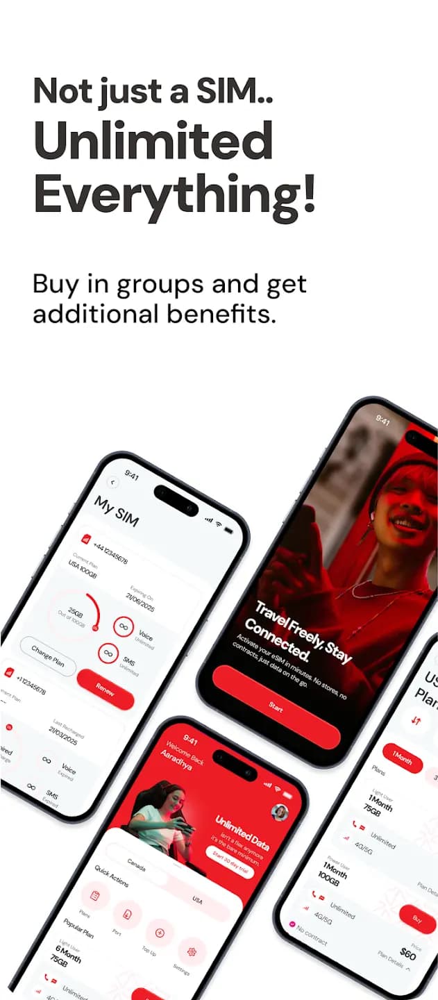 Unlimit Mobile app preview