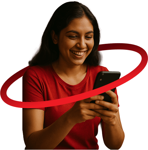 Woman smiling while using phone